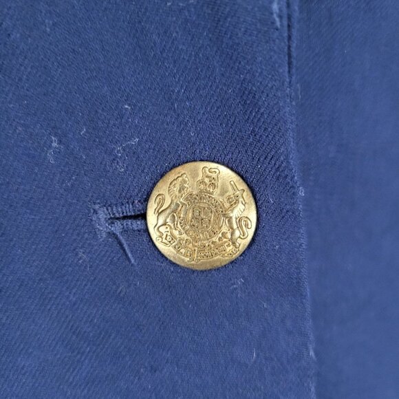 J.CREW Navy Wool Blend Stretch Gold Button Notch Blazer Suit Jacket Size 6 - Picture 14 of 16